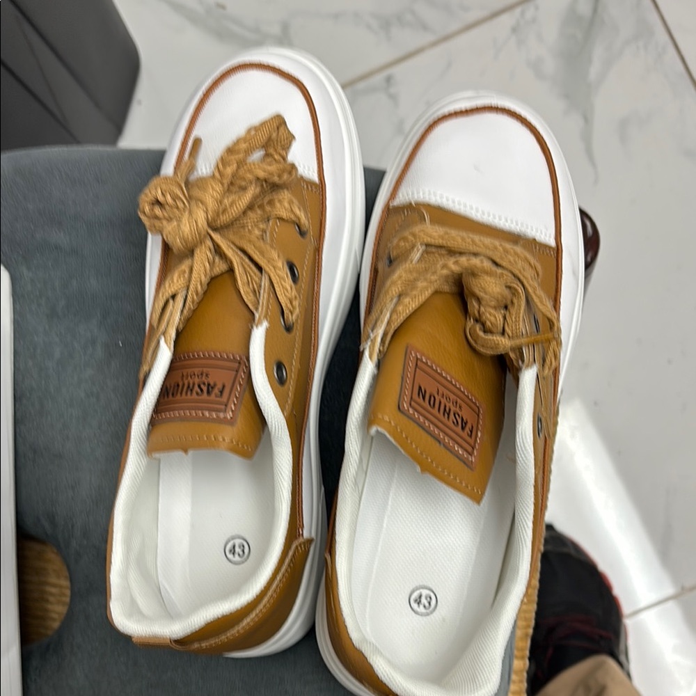 Brown and White Casual Fashion Sneakers - NWT- Unisex